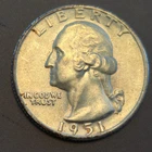 1951s Washington silver quarter.Unc.low mintage