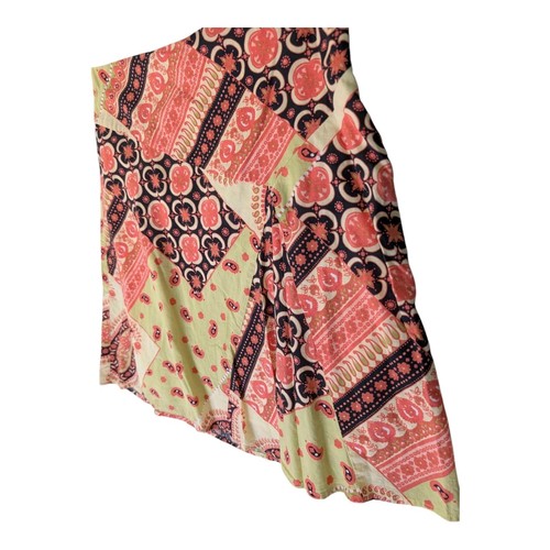 Vintage Bandana Patchwork Paisley Cotton Mini Skirt Size 11 Y2K Pink Green - Picture 8 of 10