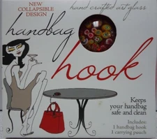 FREE SHIP!! Handbag Hook Purse Hanger Collapsible & Pouch Hand Crafted Art Glass
