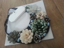 "Untold/House Of Fraser" Plastic Cluster Flowers/Diamante/Faux Pearl Bib N'lace