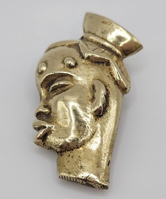 Broche Africaniste En Bronze - Profil De Femme, Début XXe Siècle, Vintage - Occasion