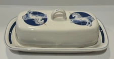 Vintage Tienshan Blue Fantasy Unicorn Butter Dish
