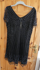 SOUTH BLACK BEAD TRIM EVENING  DRESS 16   NEW WITH TAG