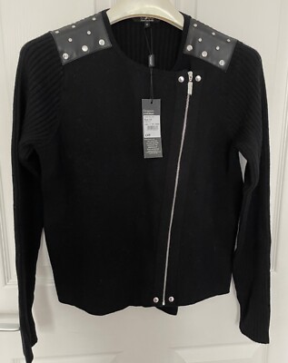 star by julien macdonald short biker cardigan in black size 10