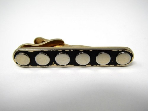 Vintage Collectible Tie Bar: 6 Six Circles Design Light Gold Tone - 第 1/3 張圖片