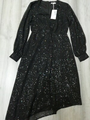 warehouse glitter midi dress Fashion Size UK 10 Black plus plus size formal dresses