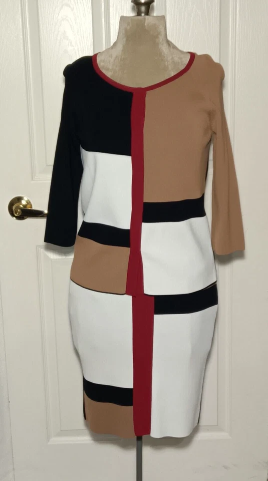 Juego de 2 faldas de punto Grace para mujer manga S 3/4 lápiz a presión bloque de color Foto 2 de 4