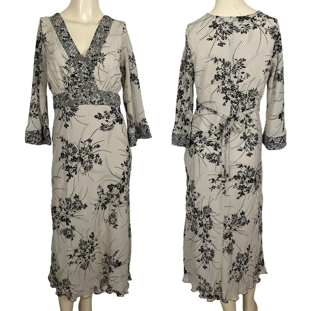 jonathan martin dress designer Vintage Jonathan Martin Floral Bell Sleeve Dress Size Medium