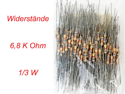 Resistors, 6.8 kΩ (6.8 Kilo-Ohm), 1/3 Watt, 50 Count - NEW.
