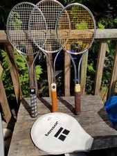 3 VINTAGE STEEL TENNIS RACQUETS TENSOR 4 1/2 TRU-PLAY 4 3/8 L ADD-IN 4 5/8 M