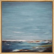 Dark Blue Brown White Abstract Wall Art Framed Canvas Print
