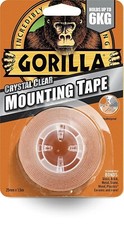 Gorilla Mounting Tape Double Sided Weatherproof Crystal Clear Indoor / Outdoor