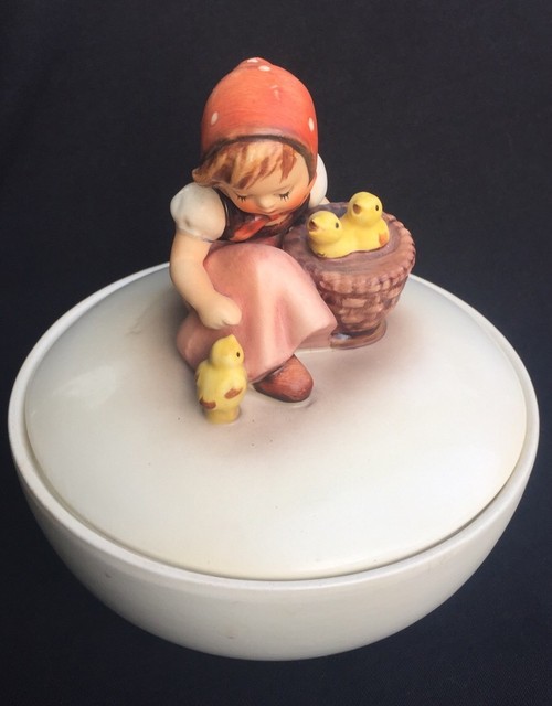 196063 Hummel Chick Girl Covered Candy Bowl Dish TMK3 W. Germany