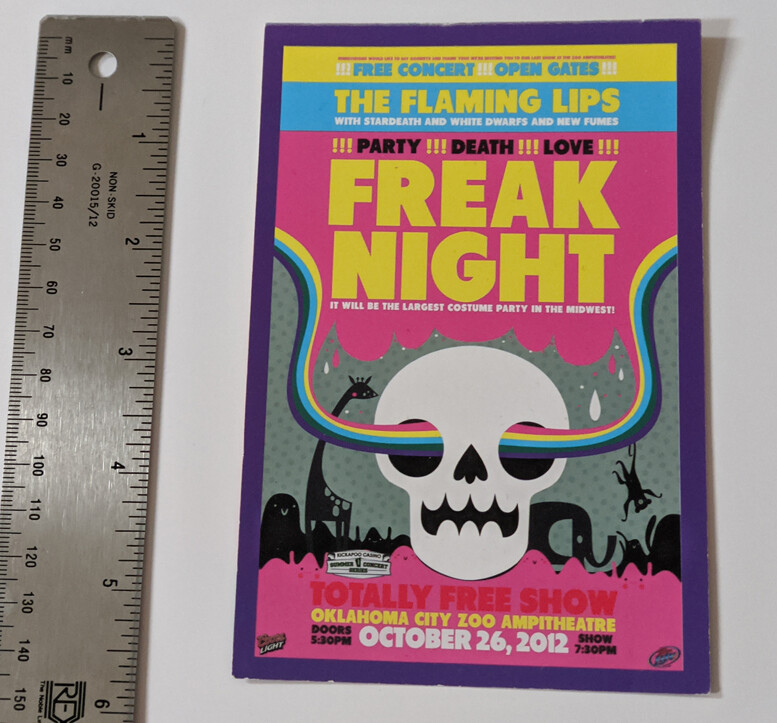【激レア】FLAMING LIPS 1994年ライブポスター オリジナル THE FLAMING LIPS Freak Night CONCERT FLYER Postcard OCT 26 2012