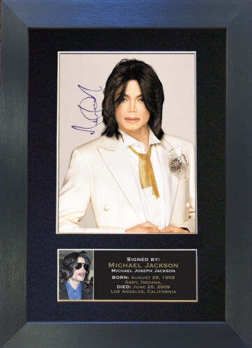 #68 MICHAEL JACKSON Signed Mounted Reproduction Autograph Photo Prints A4 - Afbeelding 1 van 10