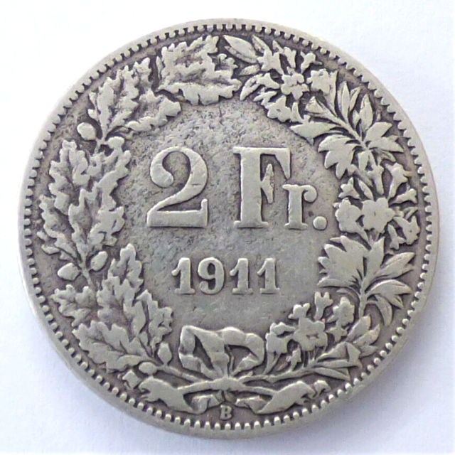 2 Franken Silber 1911 B Schweiz (3991)