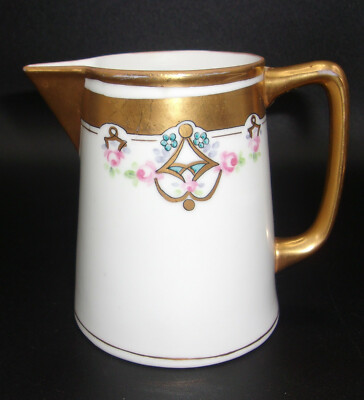 Pickard MILK PITCHER Heavy Gold Floral Hand Painted Vintage