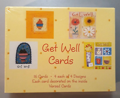 DRIFTWOOD DESIGNS 16 Get Well Cards Versed Envelopes 4 Each of 4 Designs NIP