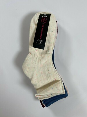 Womens No Boundaries Multicolored Textured Anklet Socks (6 Pair) Shoe Size: 4-10