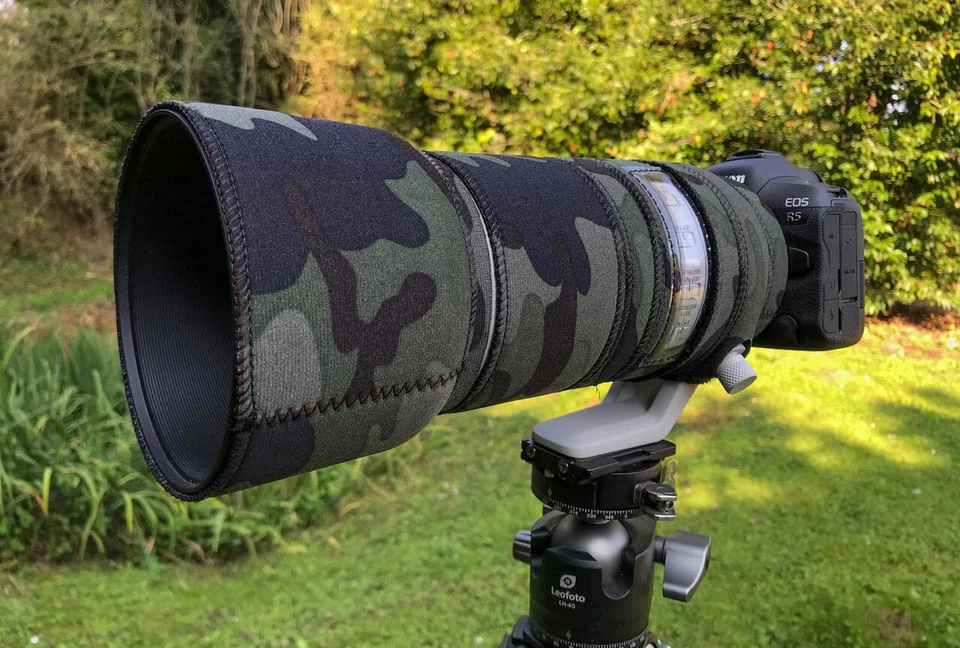 OUTDOOR PHOTOGRAPHY GEAR Canon RF 100 500mm f4.5 7.1 DISTANCIA Neopreno Lente Protección Camuflaje Funda