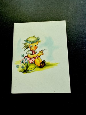 1 VTG Unused Ars Sacra Greeting Card Girl W/ Forget Me Not Crown & Earrings