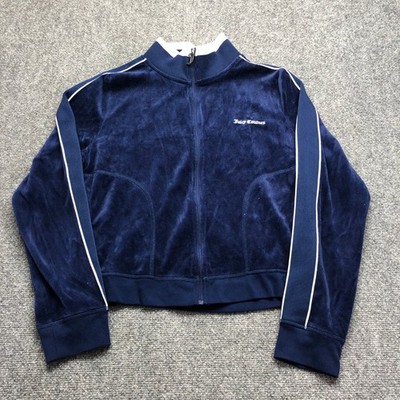 Juicy Couture Navy Blue Velour Track Jacket Juicy Anyone Pickleball XL