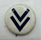WW2 era US V for Victory Home Front Button Pin Lapel Badge Double Military