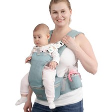 Baby Carrier with Hip Seat for Newborn to Toddler, 6-in-1 Ergonomic Infant Carri