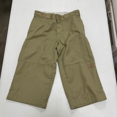 Dickies Loose Fit Double Knee Work Pants Khaki Tan Mens 28x17 Custom Hemmed