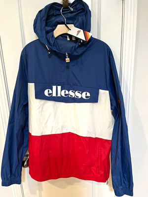 ellesse Men's Colorblock Hooded Anorak Jacket, Half Zip Pullover, XL