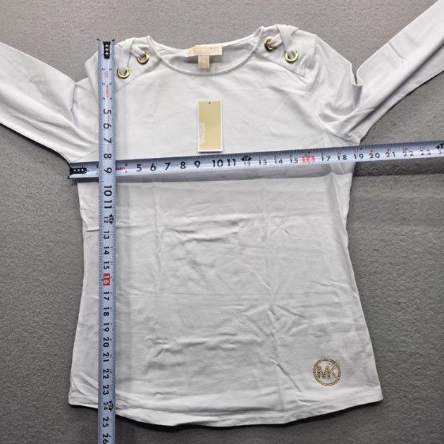 Michael Kors Women Size Medium White Long Sleeve Top Grommet Detail NWT thumbnail 6