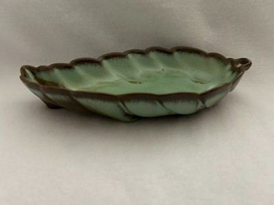 Frankoma Pottery - 9.5''  Leaf Dish in Woodland Moss - Plainsman 225