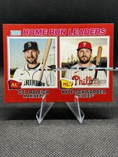 2026 Topps Heritage #2 Cal Raleigh / Kyle Schwarber - Home Run Leaders Red