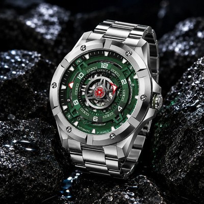Invicta Racing Interpoint Men's Automatic Watch 43.5mm, Steel/Green (70083)