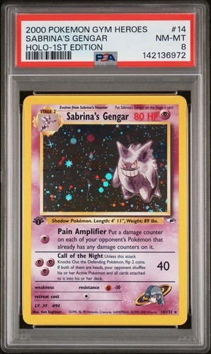 Pokemon Sabrina's Gengar 2000 Gym Heroes #14 Holo 1st Edition PSA 8 NM-MT