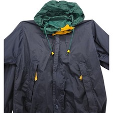 Boat US Jacket Men's Black Yellow Green Full Zip Hooded Windbreaker S/P