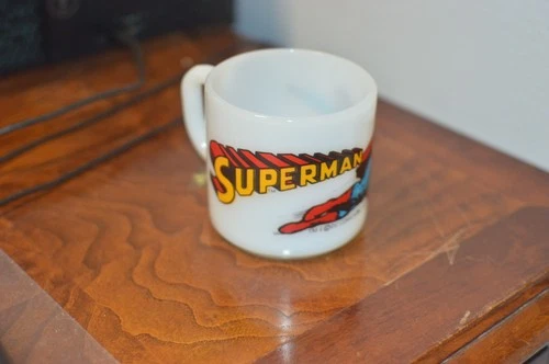 Vintage 1971 DC Comics SUPERMAN Federal Milk Glass Coffee Mug Cup RARE