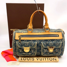 Auth Louis Vuitton Monogram Denim Neo Speedy M95019 Blue Hand Bag W/B/D NS070149
