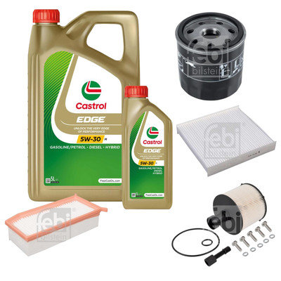 FEBI BILSTEIN Inspektionspaket 6L CASTROL EDGE 5W-30 M für Dacia Logan MCV II