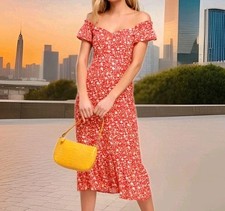 LULUS Dress Women's XL Flora Midi Dress Off The Shoulders Floral Colorful