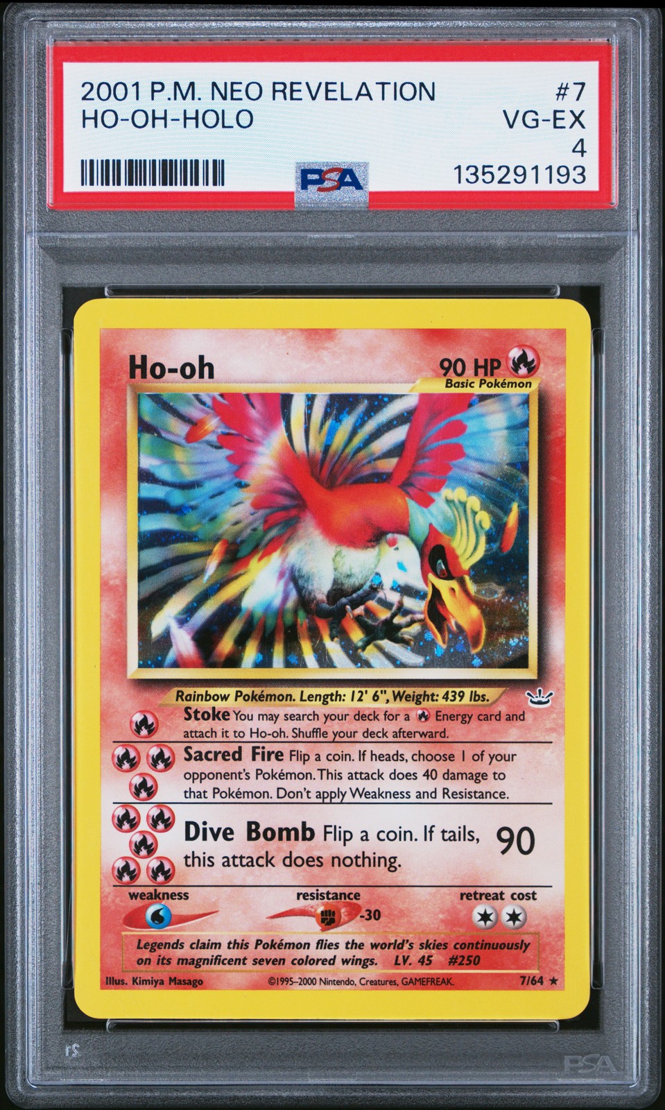 2001 POKEMON NEO REVELATION #7 HO-OH-HOLO PSA 4