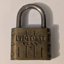 Vintage Victory Padlock #1 - Locked - Made In USA - Decor - Lock Only / No Key