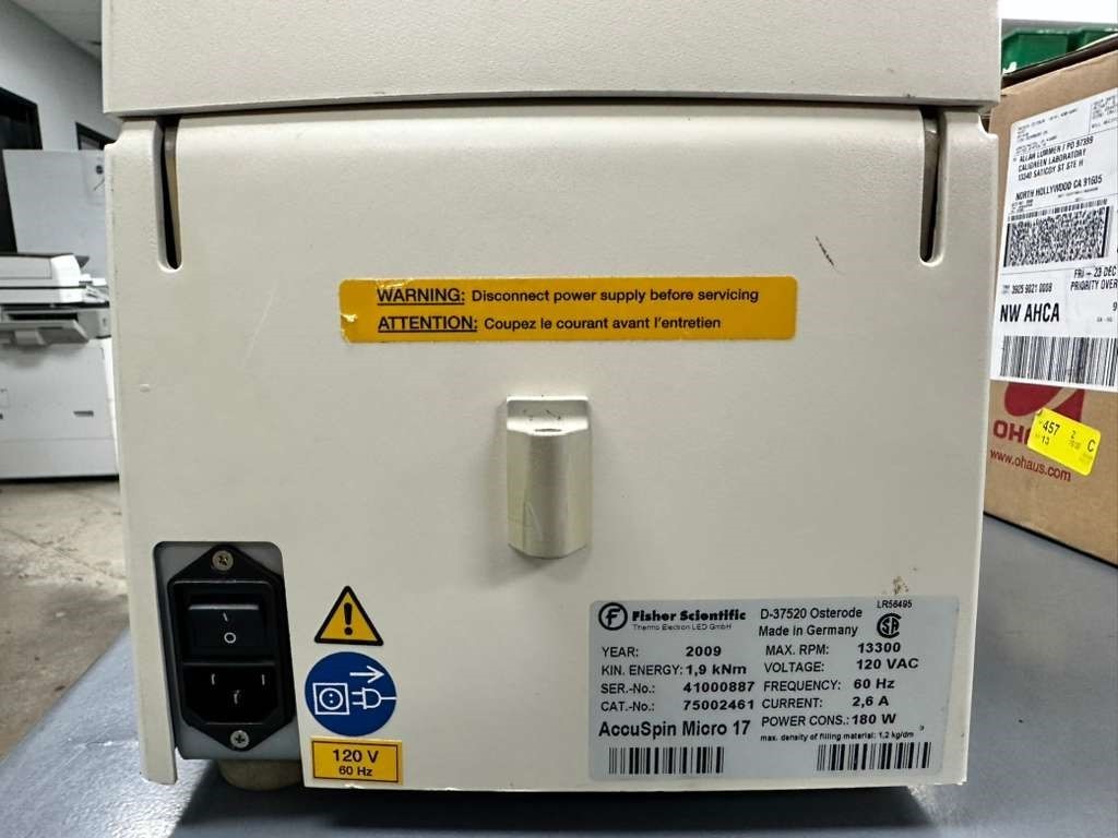 FISHER SCIENTIFIC ACCUSPIN MICRO 17 CENTRIFUGE CAT NO 75002461