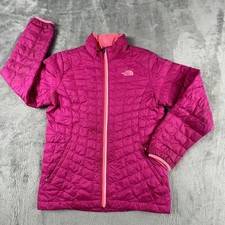 The North Face ThermoBall Jacket Girls Large 14/16 Pink Quilted Full Zip Ski