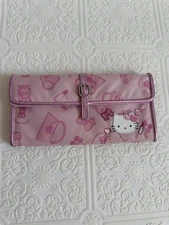 Sanrio Hello Kitty Pink bow Wallet Vintage Y2K 2004 Lipstick Rhinestone Buckle