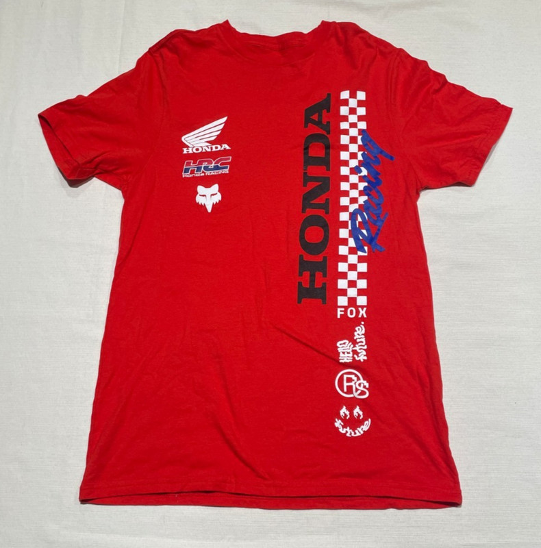 Fox Honda Racing HRC Motorcycle/Motorbike Short Sleeve Men Red T Shirt Small