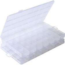 2Packs 28 Grids Plastic Organizer Box,Clear Beads Organizers Storage Box with...