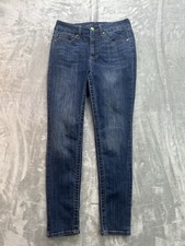 Seven7 Jeans Womens Sz 8 Blue Tummyless High rise skinny Stretch Denim Whiskered