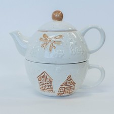 Gingerbread Theme Cup And Lidded Pot Tea Set