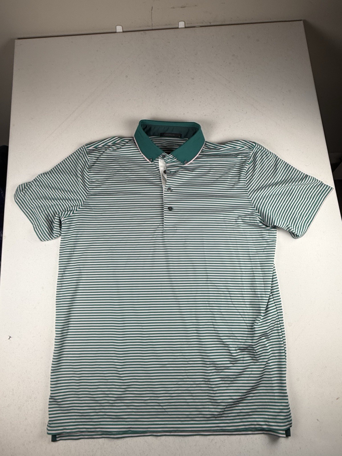 Greyson Polo Shirt Men Large Stripe Golf Performance Stretch Wicking Peru
